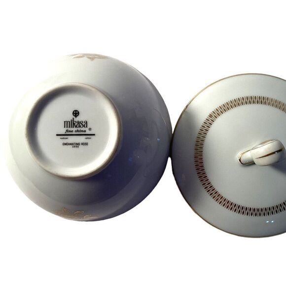 Mikasa Enchanting Rose Sugar Bowl & Creamer Set Fine China - Picture 4 of 11